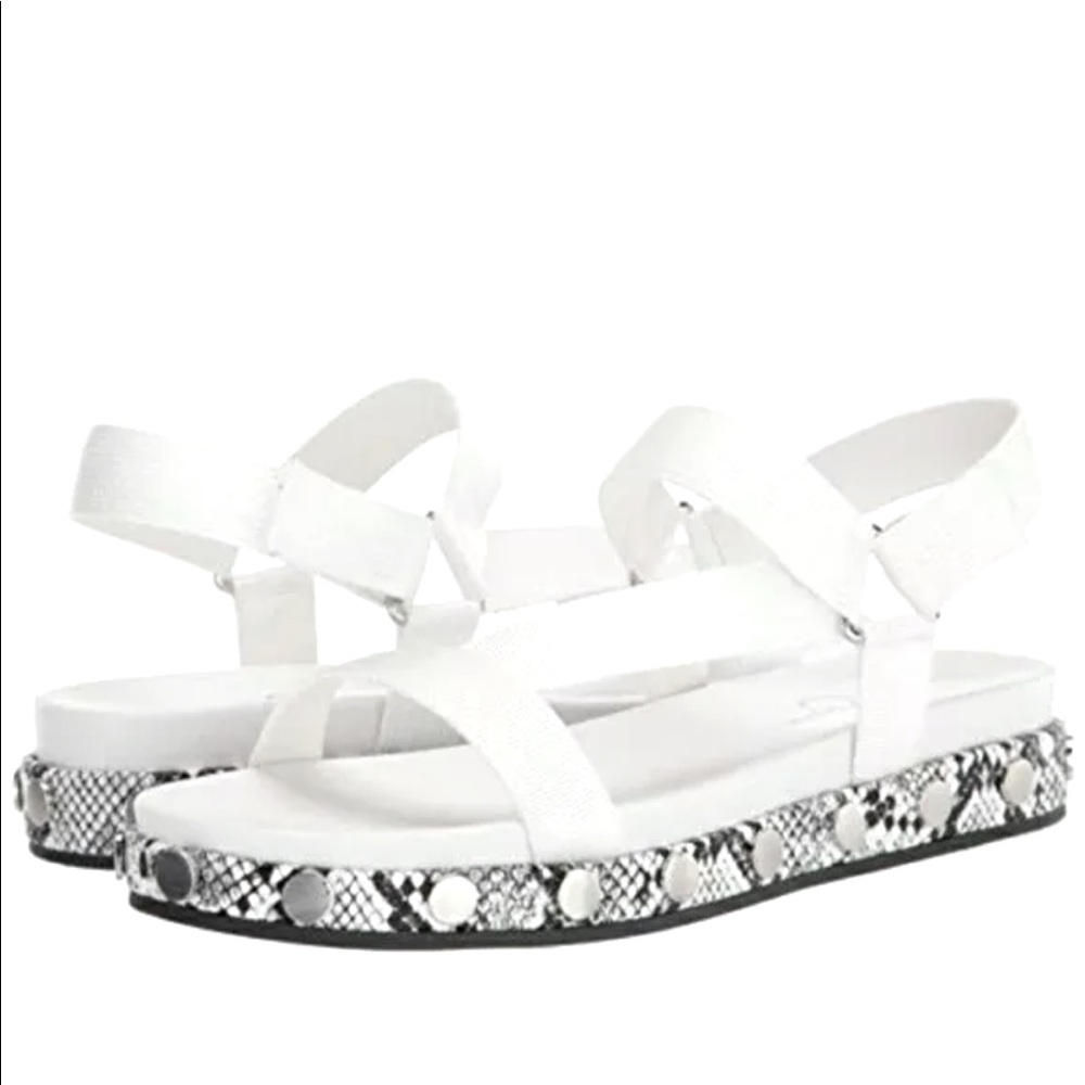Perie Jessica Simpson WHITE SILVER Stud Sandals SZ 7.5 w/straps